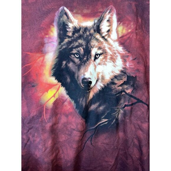 2007 The Mountain Wolf Graphic T-Shirt Men’s Size Large MaroonTie Dye Color R - Picture 2 of 7